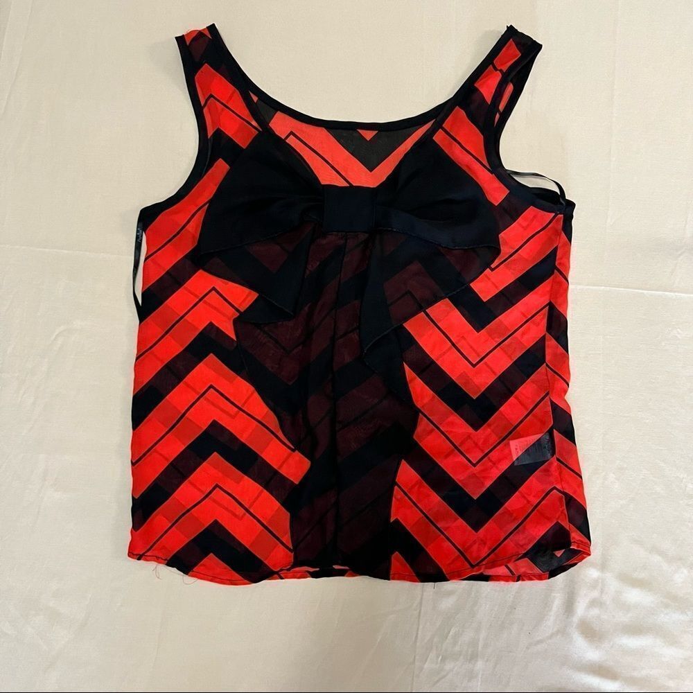 Papaya red and black tank top blouse in a size small.